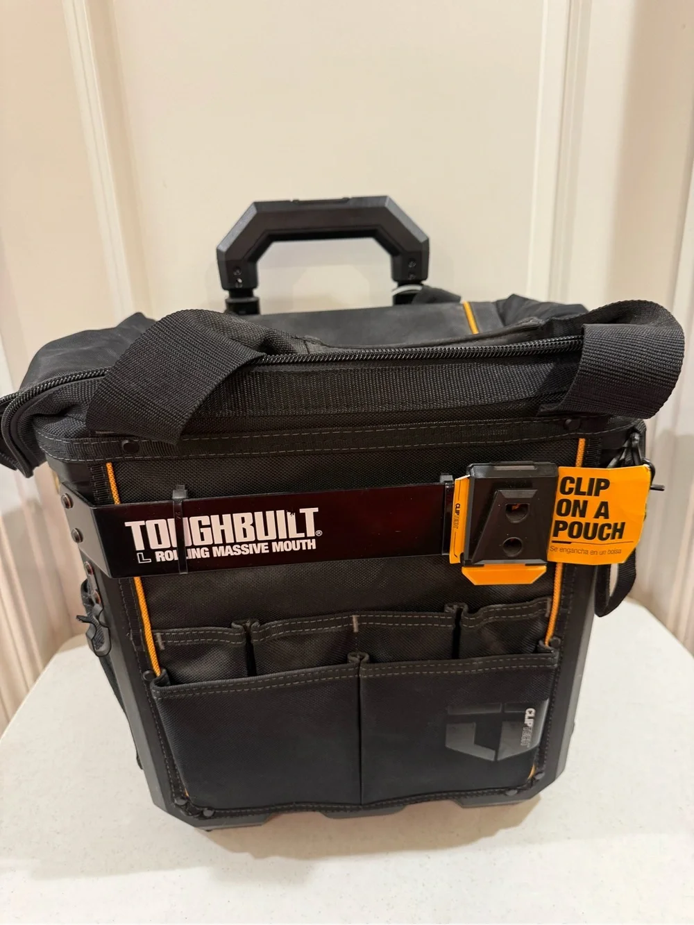 NEW Toughbuilt Black Massive Mouth Zippered Rolling Tool Bag ~ Size L ~ HTF